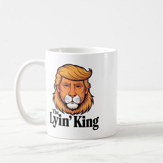 Caneca De Café Presidente Trump Zombando do Mentiroso Rei  (Esquerda)
