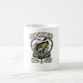 Caneca De Café Preso para a Vida de Pesca de Robalo com Coração