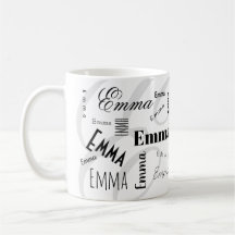 Caneca de Café Preta Branca com Nome Personalizado