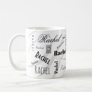 Caneca de Café Preta Branca com Nome Personalizado
