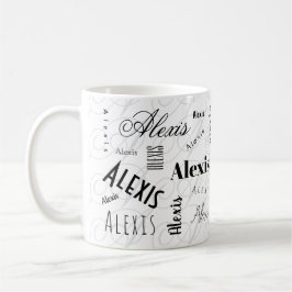 Caneca de Café Preta Branca Nome Personalizado Ale