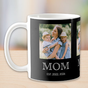 Caneca de Café Preta com 3 Fotos - Mamãe Fundou