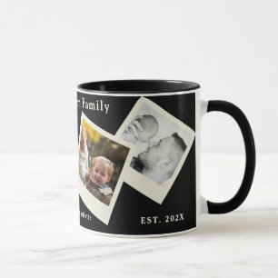 Caneca de Café Preta com Colagem de 4 Fotos - Memó