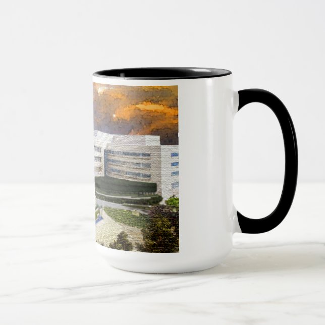 Caneca de café preta da borda de SJFoundation (Direita)