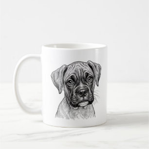 Caneca de Café Preta de Cachorrinho Boxer Tímido