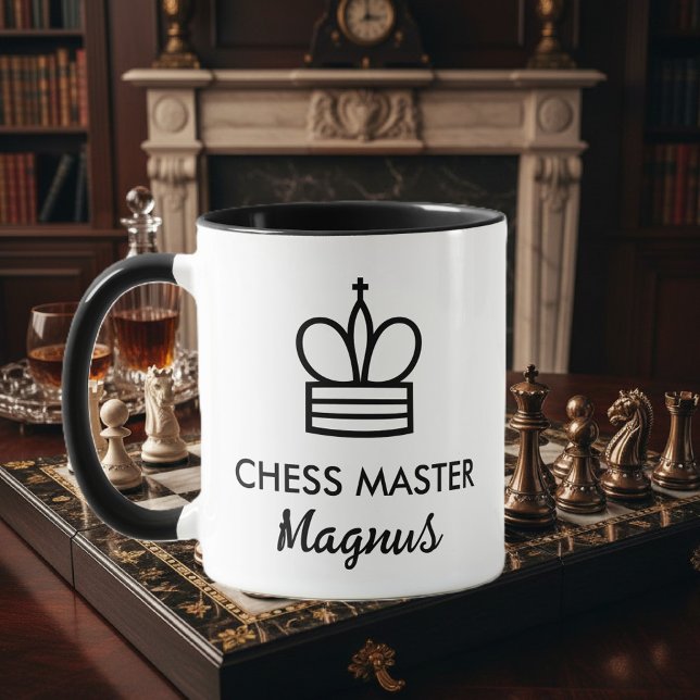 Caneca de café preta e branca presente para jogado (chess mug)
