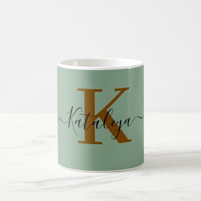 Caneca de Café Preta Personalizada com Monograma e (Centro)