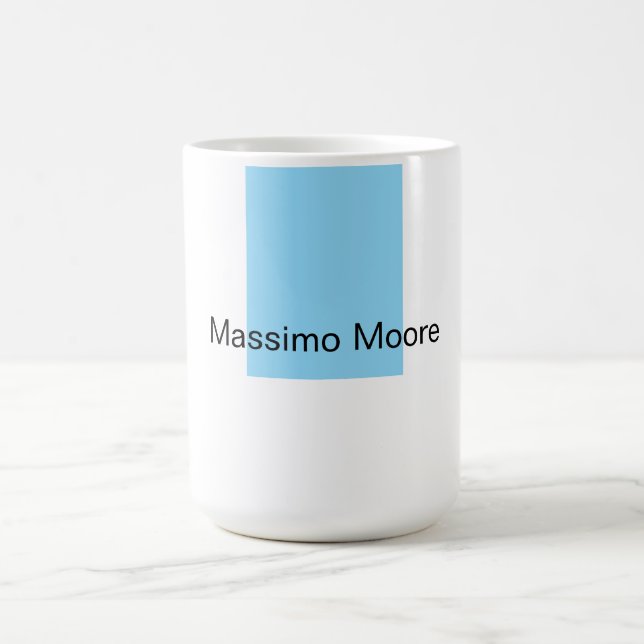 Caneca De Café Preto Azul Branco Simples Elegante Nome Próprio (Centro)
