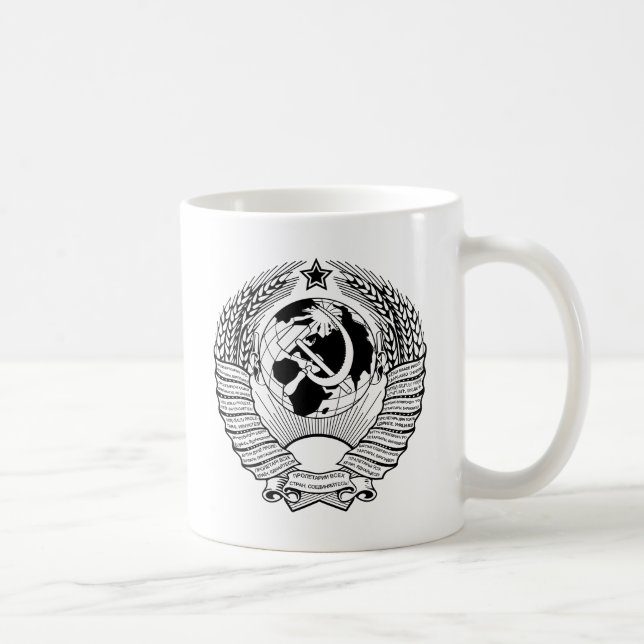 Caneca De Café Preto & branco da brasão de União Soviética (Direita)