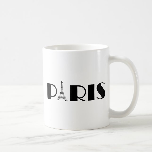 Caneca De Café Preto & branco de Paris da torre Eiffel (Direita)