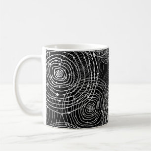 Caneca De Café Preto Branco: Formas Redondas Sem Olhos.