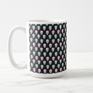 CANECA DE CAFÉ PRETO COM CÉREBROS BRANCOS COM ARCO VERDE DE PINK 