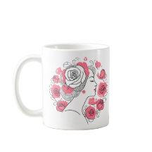 Preto com flores cor-de-rosa mulher chá de café