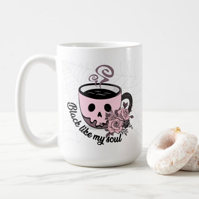 Caneca De Café Preto Como Minha Alma (Com Donut)