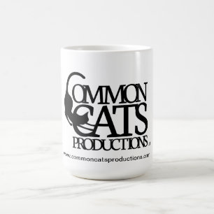 Caneca De Café Preto completo do logotipo dos gatos comuns