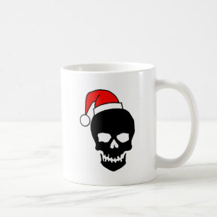 Caneca De Café Preto do crânio do Natal