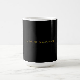 Caneca De Café Preto & Dourado Minimalista Bonito Nome Próprio