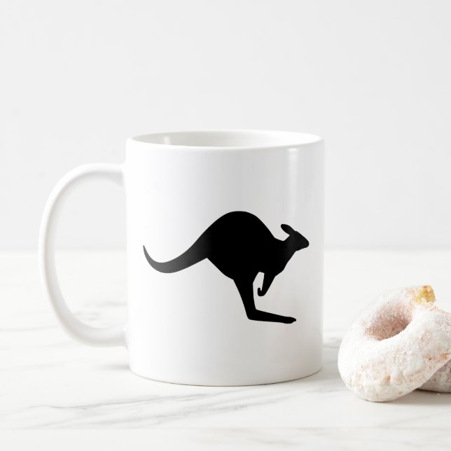 Caneca De Café Preto e branco Canguru (Com Donut)