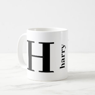 Caneca de Café Preto e Branco com Nome e Monograma