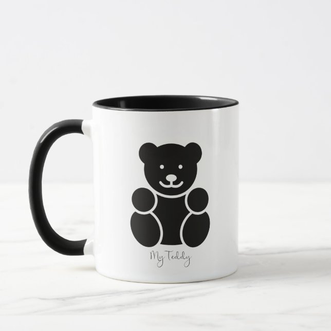Caneca de Café Preto e Branco de Duas Cores Urso d (Esquerda)
