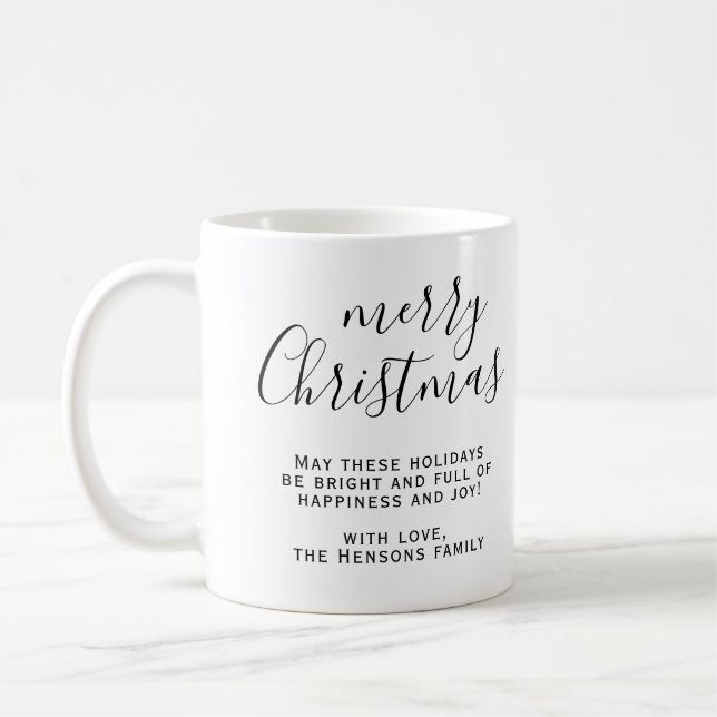 Caneca De Café Preto e branco, desejos de natal alegres (Esquerda)
