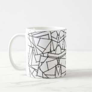 Caneca De Café Preto E Branco Geométrico-Moderno Minimalista