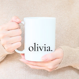 Caneca De Café preto e branco mínimo Elegante clássico monograma