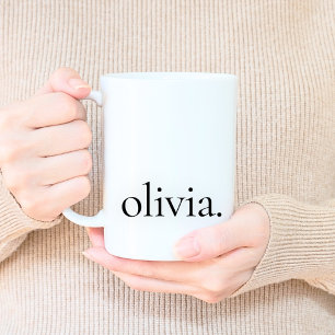 Caneca De Café preto e branco mínimo Elegante clássico monograma