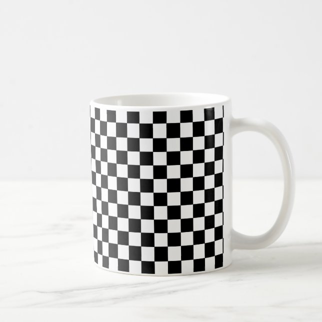 Caneca De Café Preto e branco verificados (Direita)
