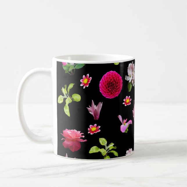 Caneca De Café Preto floral do impressão da foto do primavera 11 (Esquerda)