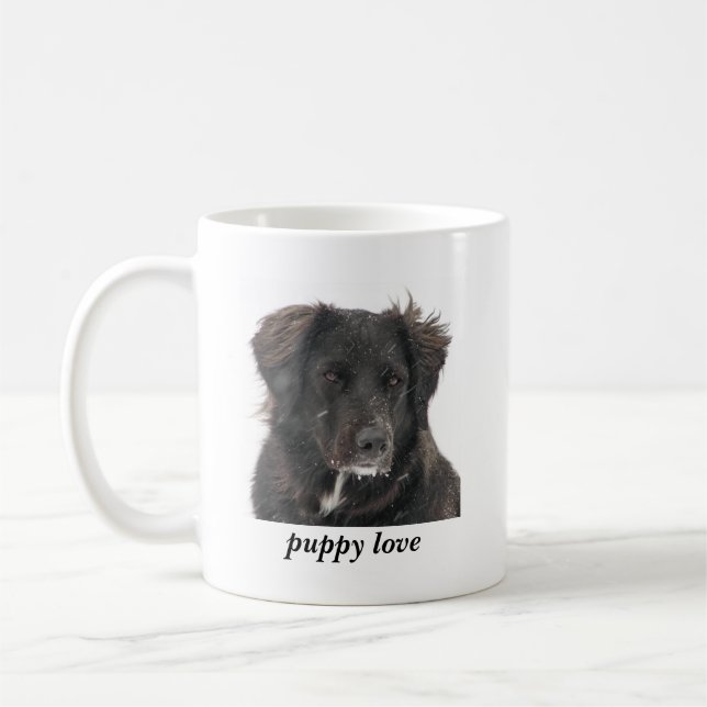 Caneca De Café Preto Lab Pet Dog Foto Puppy Love (Esquerda)