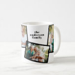Caneca De Café Preto moderno elegante multifamília de fotos<br><div class="desc">Presente moderno e elegante na moda multifoto da família. A cor preto e branco moderno pode ser alterada.</div>