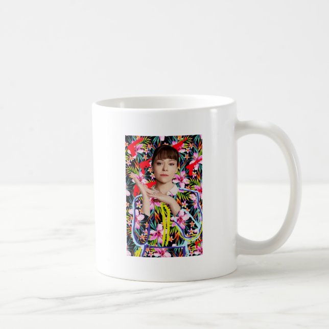 Caneca De Café Preto órfão | Alison - teste padrão floral (Direita)