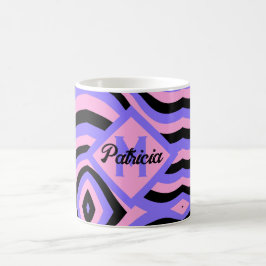 Caneca De Café preto psíquico roxo e rosa dos anos 70
