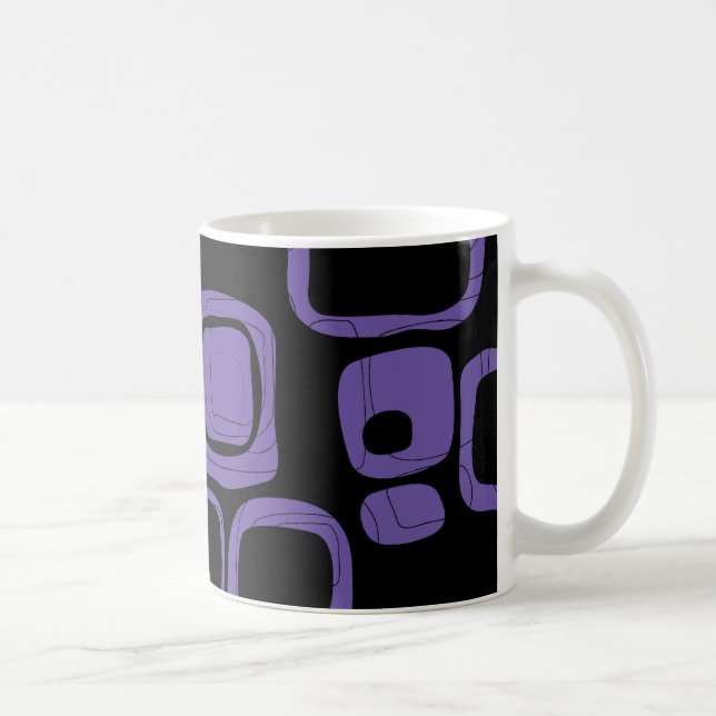 Caneca De Café Preto, Roxo, Abstrato Violeta Art 2 (Direita)