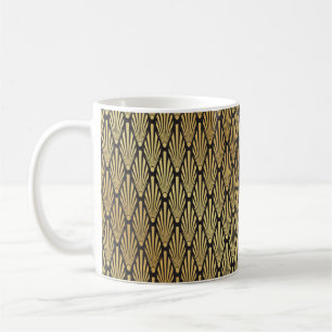 Caneca De Café Preto sem costura e dourado Art Deco Folm