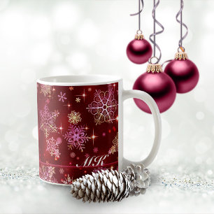 Caneca De Café Prettiest Snowflakes Padrão Red ID846