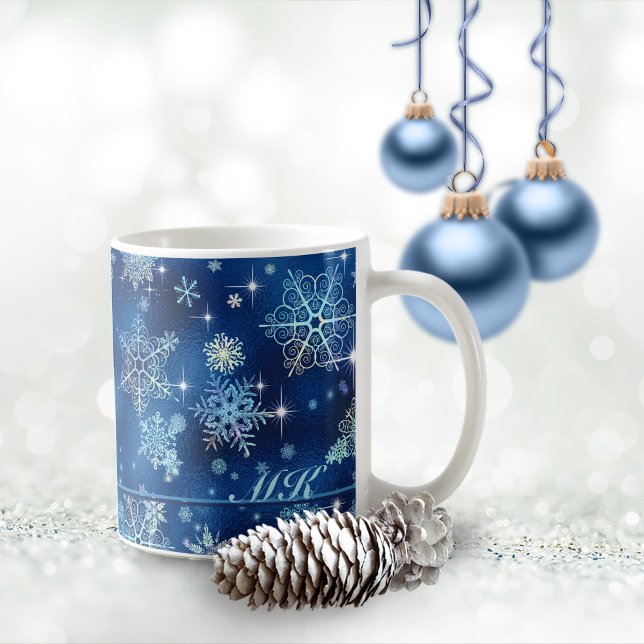 Caneca De Café Prettiest Snowflakes Standard Blue ID846 (Criador carregado)