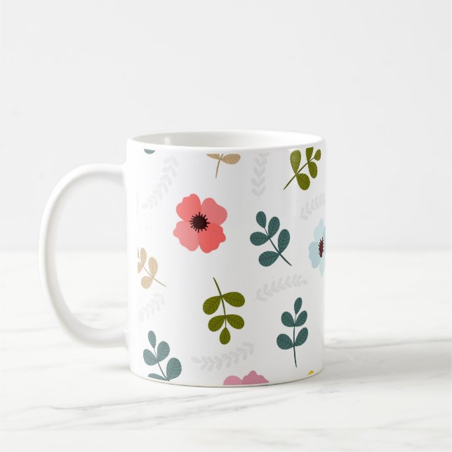 Caneca De Café Pretty different colour flowers and green foliage (Esquerda)