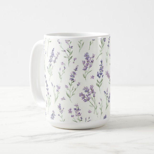 Caneca De Café Pretty Lavender White Flowers Bridal Shower (Frente Esquerda)