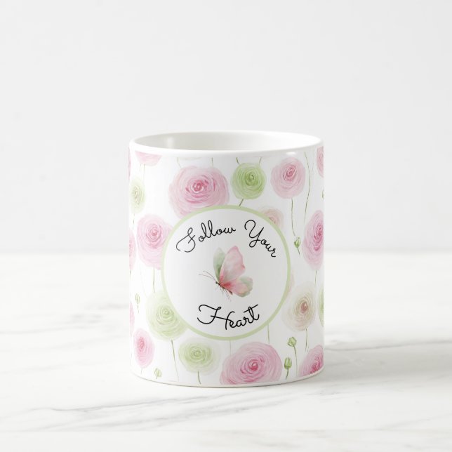 Caneca De Café Pretty Pink Mint Ranunculus   (Centro)