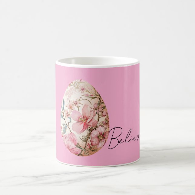 Caneca De Café Pretty Pink Spring Flowers Easter Egg (Centro)