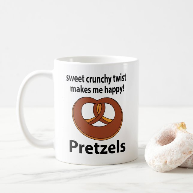 Caneca De Café Pretzel Doce Torção Crocante Me Faz Feliz Pretzel (Com Donut)