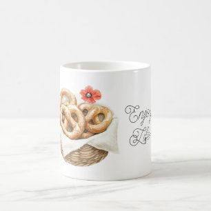 Caneca De Café Pretzels de Flor de Papoula Vermelha