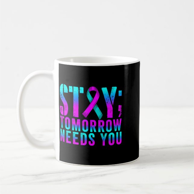 Caneca De Café Prevenção Conscientização da Fita Roxa Azul Groovy (Esquerda)