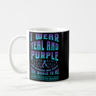 Caneca De Café Prevenção Use Verde-azulado Roxo Para Conscientiza