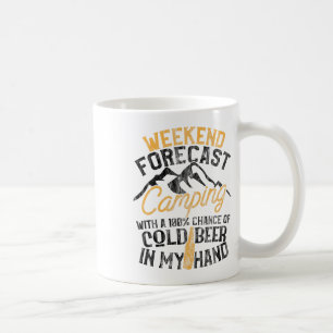 Caneca De Café Previsão de Fim de Semana de Acampamento Divertido