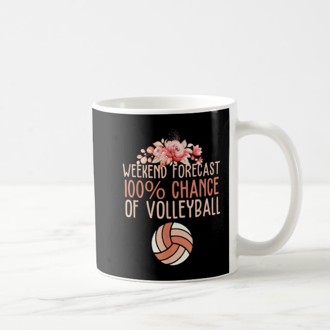 Caneca De Café Previsão de Fim de Semana do Voleibol Fl (Direita)