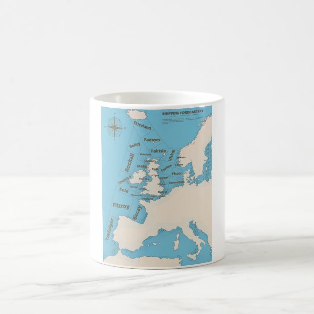 Caneca De Café Previsão de Navegação das Ilhas Britânicas em cor (Centro)