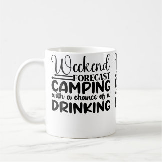 Caneca De Café Previsão do Fim de Semana Acampando Com Chance de